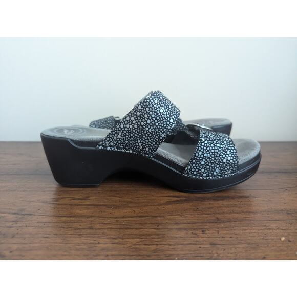 Dansko Sophie Women Clog Sand Black Silver US 7/7.5 EU38 Adjustable Double Strap - Picture 9 of 10